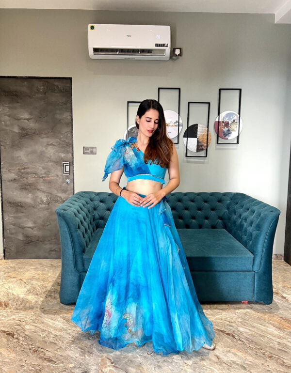 Oceanic Bloom Organza Lehenga Set