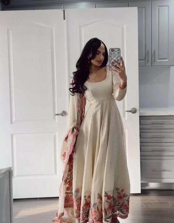 Rashi Heavy Silk White Gown