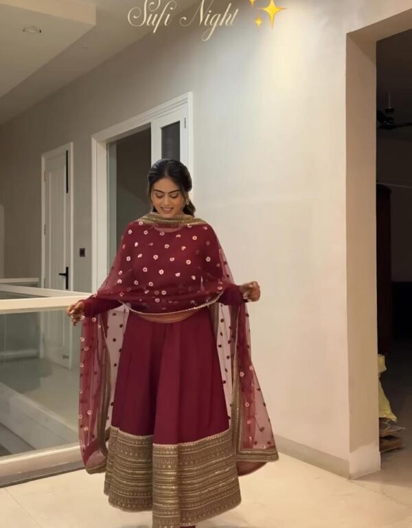 Maroon Elegance Codding Work Anarkali Suit Set