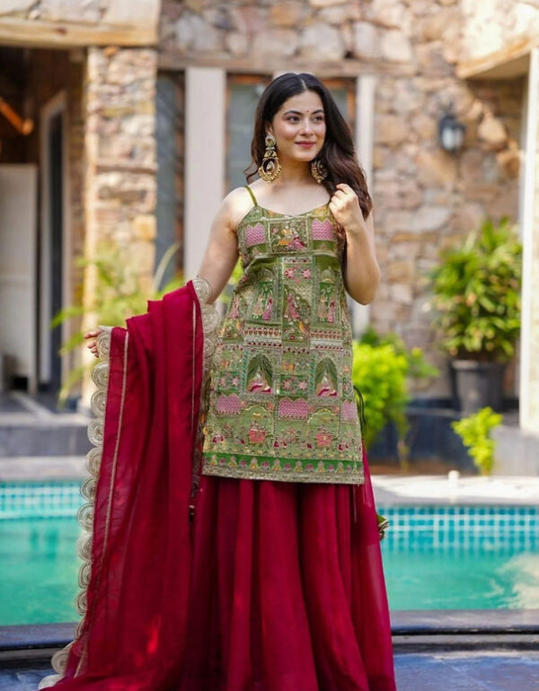 Ruby & Olive Embroidered Sharara Set