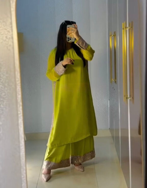 Royal Lime Glow Palazzo Suit Set