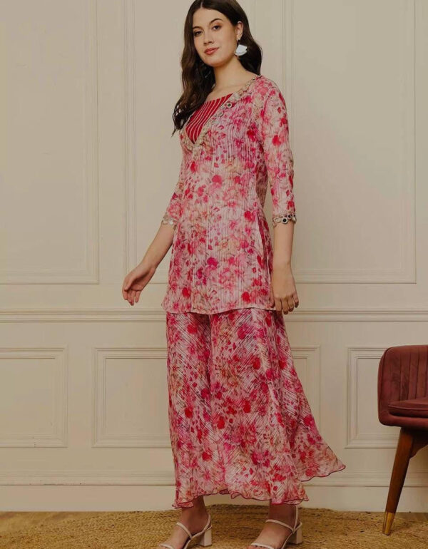 Rosea Bloom Printed Kurta Palazzo Set