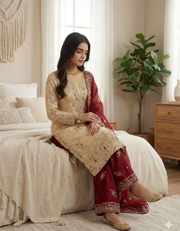 Regal Beige Silk Kurta Set