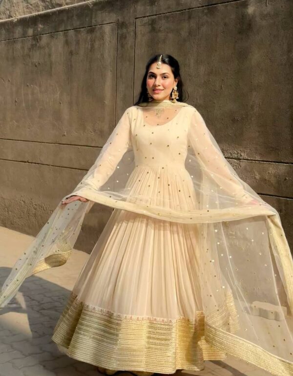 Alisha Off White Dazzle Anarkali Suit Set