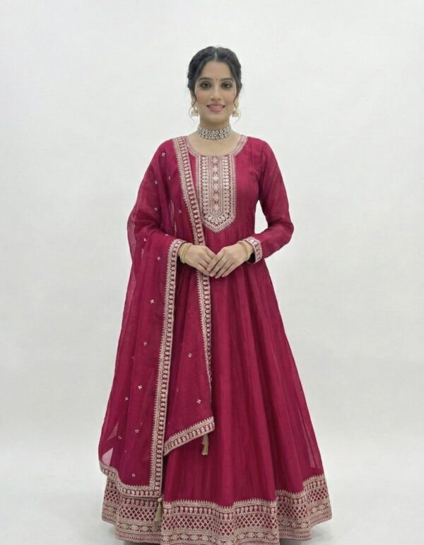 Luxury Dark Pink Anarkali set
