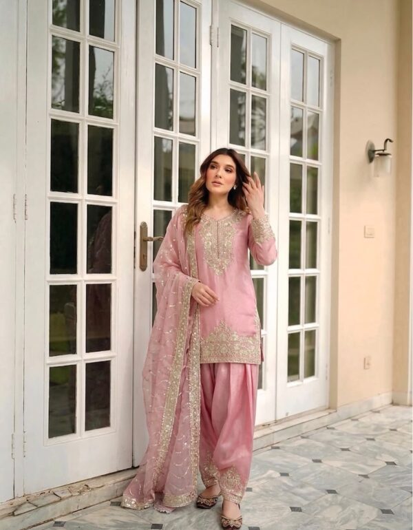 Zari Embroidered Silk Patiala Suit