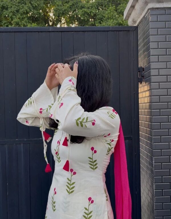 Embroidered Cotton Kurti, Salwar & Dupatta