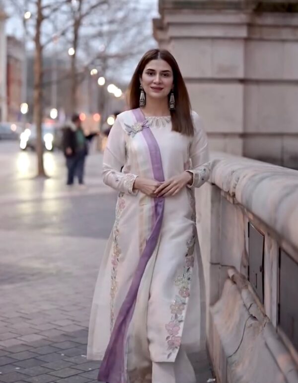 Noor Ivory Cutwork Satin Rayon Kaftan Set