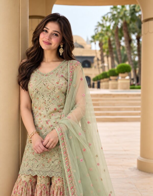 Pastel Garden Premium Sharara Set