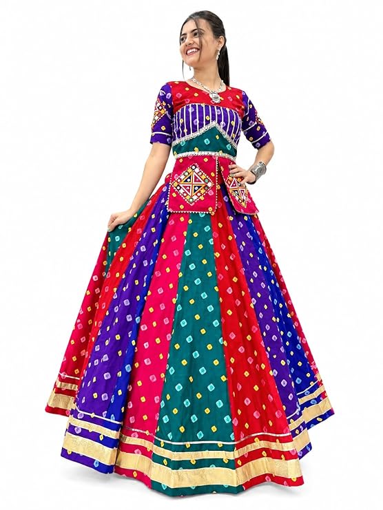 Women's Bandhani Style Lehenga Choli Set for Navratri